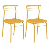 Conjunto 2 Cadeiras 1708 Tubular Carraro Amarelo Ouro