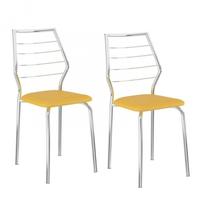 Conjunto 2 Cadeiras 1716 Carraro Amarelo Ouro/Cromado