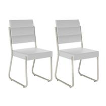 Conjunto 2 Cadeiras 1736 Tubo Prata Napa Branca Carraro