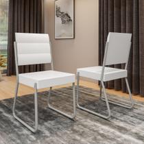 Conjunto 2 Cadeiras 1736 Tubo Prata Napa Branca Carraro Conjunto 2 Cadeiras 1736 Tubo Prata Napa Branca Carraro