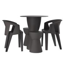 Conjunto 2 Cadeiras 2 Bancos 1 Mesa Bloom Cinza/Mushroom