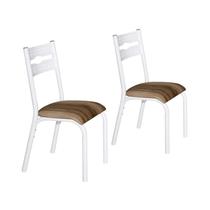 Conjunto 2 Cadeiras Aço Luna Clássica Ciplafe Branco/Capuccino