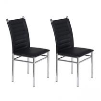 Conjunto 2 Cadeiras Aço Tókio Espresso Móveis Cromado/Preto