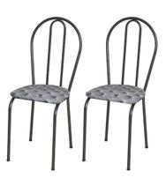 Conjunto 2 Cadeiras América 004 Cromo Preto - Artefamol