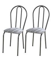 Conjunto 2 Cadeiras América 004 Cromo Preto - Artefamol