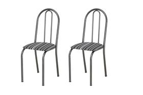 Conjunto 2 Cadeiras América 050 Cromo Preto - Artefamol