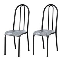 Conjunto 2 Cadeiras América 056 Cromo Preto - Artefamol