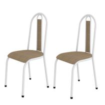 Conjunto 2 Cadeiras América 058 Branco Liso - Artefamol
