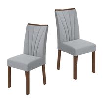 Conjunto 2 Cadeiras Apogeu Lopas Imbuia Clean/Linho Cinza Claro