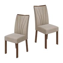 Conjunto 2 Cadeiras Apogeu Lopas Imbuia Clean/Veludo Naturale Creme