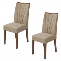 Conjunto 2 Cadeiras Apogeu Móveis Lopas Imbuia Naturale/Velvet Naturale Creme