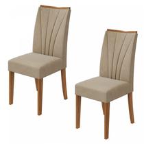 Conjunto 2 Cadeiras Apogeu Móveis Lopas Rovere Naturale/Velvet Naturale Creme