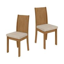 Conjunto 2 Cadeiras Athenas Lopas Amêndoa Clean/Linho Rinzai Bege