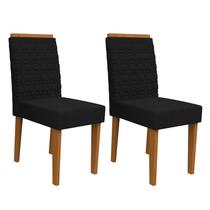 Conjunto 2 Cadeiras Berlim Ipê/Preto - PR Móveis Conjunto 2 Cadeiras Berlim Ipê/Preto - PR Móveis