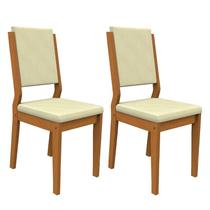 Conjunto 2 Cadeiras Carol Ipê/Bege - PR Móveis