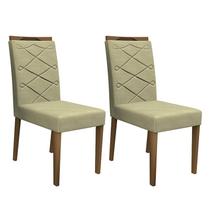 Conjunto 2 Cadeiras Caroline Imbuia/Marfim - PR Móveis