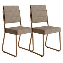 Conjunto 2 Cadeiras Carraro 1736 Tecido Estofadas e Tubo Aço
