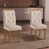 Conjunto 2 Cadeiras Celine Estrutura em MDF Estofadas em Veludo Creme Naturale Moderna Conjunto 2 Cadeiras Celine Estrutura em MDF Estofadas em Veludo Creme Naturale Moderna