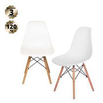 Conjunto 2 Cadeiras Charles Eames Eiffel Wood Base Madeira - Branca - ARMAZEM