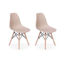 Conjunto 2 Cadeiras Charles Eames Eiffel Wood Base Madeira - Nude