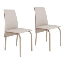 Conjunto 2 cadeiras ciplafe barcelona tubo champanhe encosto estofado