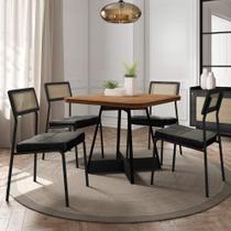 Conjunto 2 Cadeiras com Tela Sintética e Estofado 90cm Gra