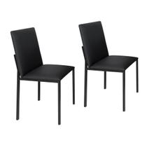 Conjunto 2 cadeiras cozinha jantar ciplafe dubai tubo preto fosco assento estofado