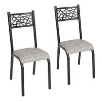 Conjunto 2 cadeiras cozinha jantar ciplafe jade tubo craqueado preto assento estofado junco manteiga Conjunto 2 cadeiras cozinha jantar ciplafe jade tubo craqueado preto assento estofado junco manteiga