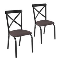 Conjunto 2 cadeiras cozinha jantar ciplafe karina tubo preto fosco assento estofado Conjunto 2 cadeiras cozinha jantar ciplafe karina tubo preto fosco assento estofado