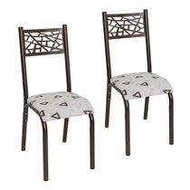 Conjunto 2 cadeiras cozinha jantar jade tubo bronze fosco assento estofado