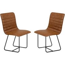 Conjunto 2 Cadeiras Cristal Couro Caramelo Metal Preto - C&M Decor
