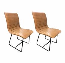 Conjunto 2 Cadeiras Cristal Sala de Jantar em Couro Caramelo e Metal Preto - C&M Decor Conjunto 2 Cadeiras Cristal Sala de Jantar em Couro Caramelo e Metal Preto - C&M Decor