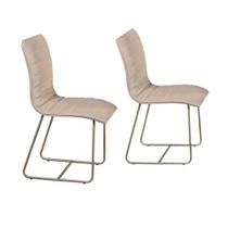 Conjunto 2 Cadeiras Cristal Sala de Jantar em Couro Pérola e Metal Champanhe