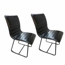 Conjunto 2 Cadeiras Cristal Sala de Jantar em Couro Preto e Metal Preto - C&M Decor Conjunto 2 Cadeiras Cristal Sala de Jantar em Couro Preto e Metal Preto - C&M Decor