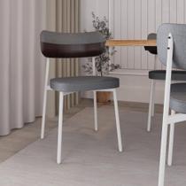 Conjunto 2 Cadeiras de Jantar Alloa Tecido Mesclado Est.Branca Conjunto 2 Cadeiras de Jantar Alloa Tecido Mesclado Est.Branca