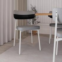 Conjunto 2 Cadeiras de Jantar Alloa Tecido Mesclado Est.Branca Conjunto 2 Cadeiras de Jantar Alloa Tecido Mesclado Est.Branca