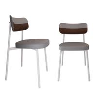 Conjunto 2 Cadeiras de Jantar Alloa Tecido Mesclado Est.Branca Conjunto 2 Cadeiras de Jantar Alloa Tecido Mesclado Est.Branca