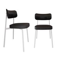 Conjunto 2 Cadeiras de Jantar Alloa Tecido Mesclado Est.Branca Conjunto 2 Cadeiras de Jantar Alloa Tecido Mesclado Est.Branca