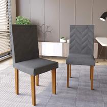 Conjunto 2 Cadeiras de Jantar com Pés em MDF Estofadas Fidelitá Itália Freijó/Grafite Conjunto 2 Cadeiras de Jantar com Pés em MDF Estofadas Fidelitá Itália Freijó/Grafite
