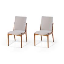 Conjunto 2 Cadeiras de Jantar Estofada em Madeira Garbo Cinza Claro Straub Web