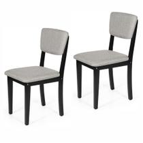 Conjunto 2 Cadeiras de Jantar Estofada em Madeira Maciça Ella Preto/Cinza Claro Conjunto 2 Cadeiras de Jantar Estofada em Madeira Maciça Ella Preto/Cinza Claro