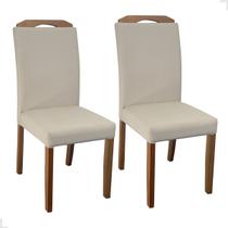 Conjunto 2 Cadeiras de Jantar Estofada Tecido Veludo Light Estrutura Robusta