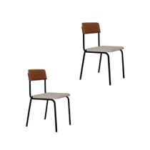 Conjunto 2 Cadeiras de Jantar Fit Tecido Mesclado Est.Preta