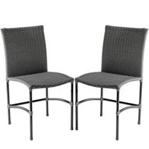 Conjunto 2 Cadeiras de Jantar Havaí em Fibra Sintética Trama Dupla Artesanal para Área de Churrasco - Cinza Estonado