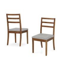 Conjunto 2 Cadeiras de Jantar Herval Liv, Desmontável, Madeira Maciça, Cinza Claro e Amêndoa