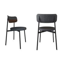 Conjunto 2 Cadeiras de Jantar Kyta Tecido Mesclado Est.Preta