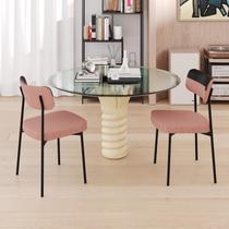 Conjunto 2 Cadeiras de Jantar Mynna Tecido Mesclado Est.Preta