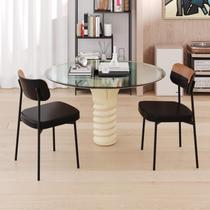 Conjunto 2 Cadeiras de Jantar Mynna Tecido Mesclado Est.Preta