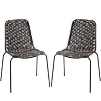 Conjunto 2 Cadeiras de Jantar Topázio Artesanal em Fibra Sintética para Espaço de Festa, Terraço - Pedra Ferro Conjunto 2 Cadeiras de Jantar Topázio Artesanal em Fibra Sintética para Espaço de Festa, Terraço - Pedra Ferro