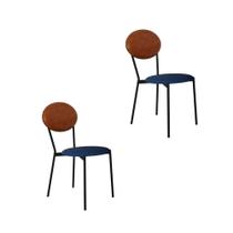 Conjunto 2 Cadeiras de Jantar Vintage Elipse Tecido Mesclado Est.Preta